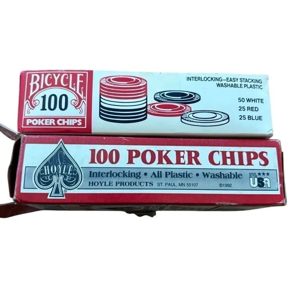 2 Vintage Boxes Of Poler Chips Bicycle Hoyle *New*